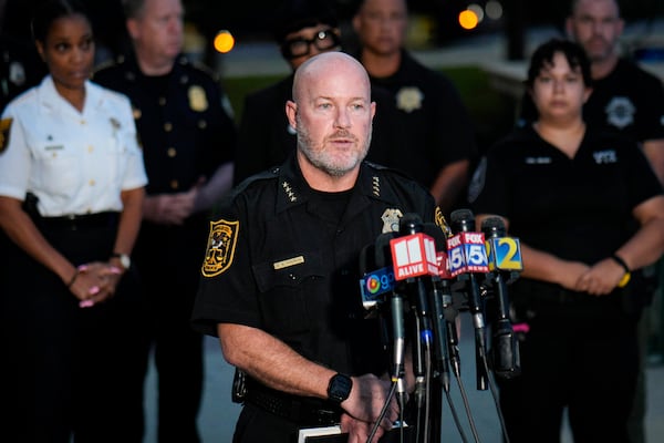 DeKalb police Interim Chief Greg Padrick speaks during a press conference at the Emory Emergency Center after an “active shooter” was seen near the Emory and CDC campus, Friday, August 8, 2025, in (Ben Hendren for the AJC)