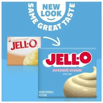 Jello-O received a new logo and color scheme, but the ingredients in the coconut cream instant pudding haven't changed. (Courtesy)