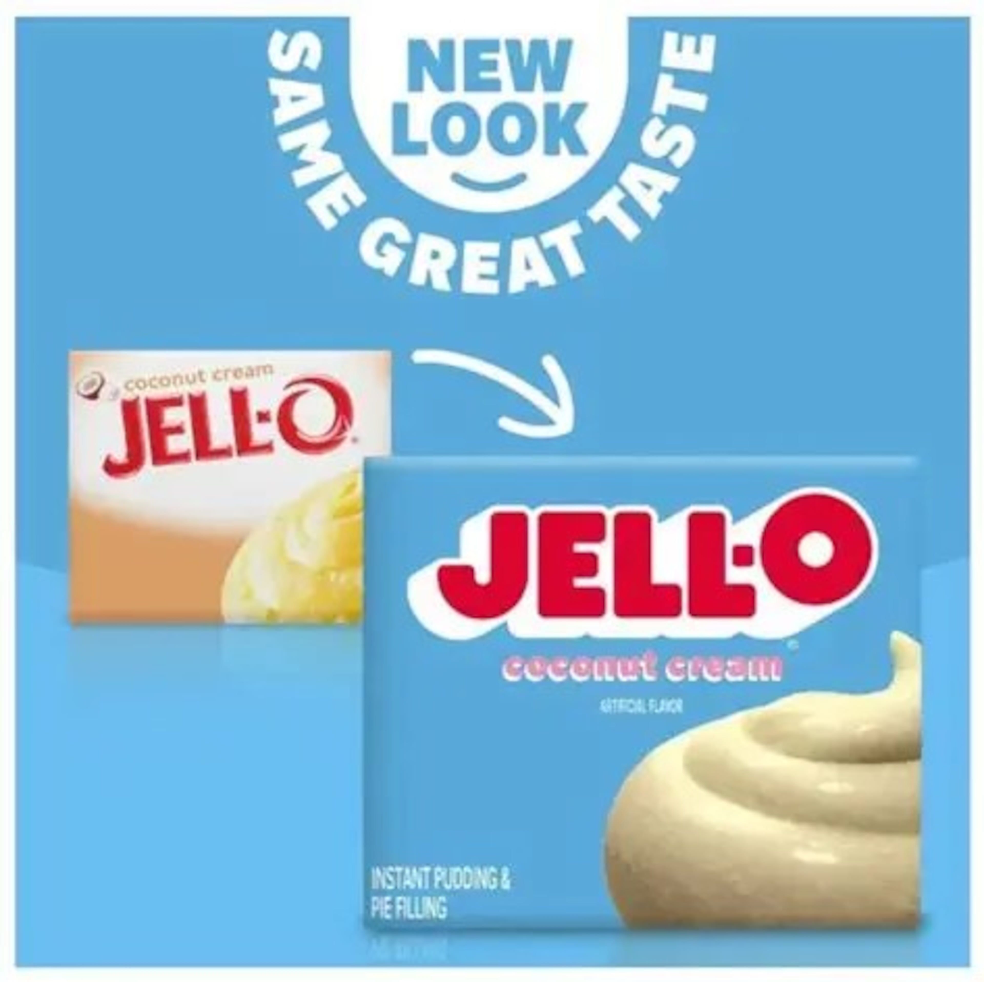 Jello-O received a new logo and color scheme, but the ingredients in the coconut cream instant pudding haven't changed. (Courtesy)