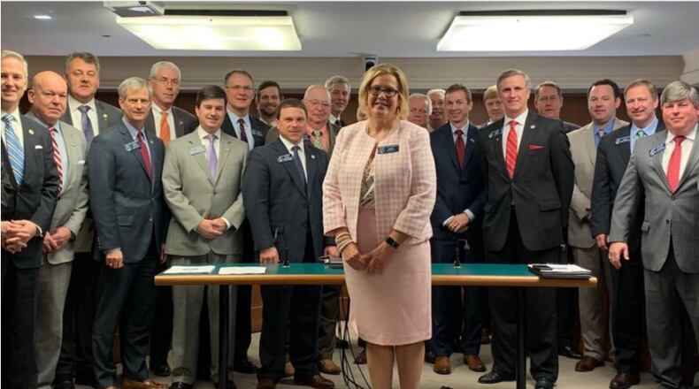 The photograph that Republican state Sen. Renee Unterman posted on Instagram before the March 22, 2019, marathone debate in the Senate on HB 481, the anti-abortion "heartbeat" bill.