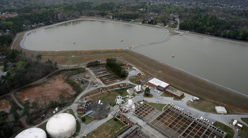 An aerial view of Scott Candler Water Treatment Plant along Winter Chapels Road in Doraville. FILE PHOTO