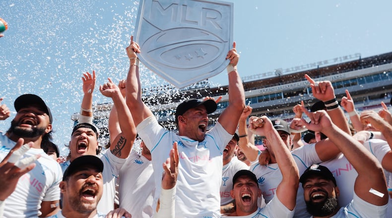 LA Giltinis celebrates its Major League Rugby championship with a 31-17 win over Rugby ATL.