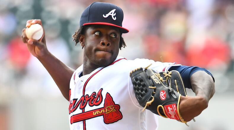 Braves' Touki Toussaint struck out 6 in 4-2/3 innings against the Boston Red Sox Monday, Sept. 3, 2018, at SunTrust Park in Atlanta.