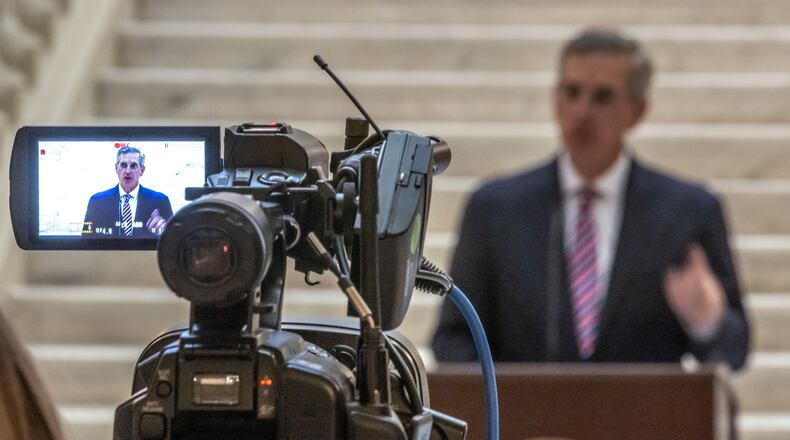 Secretary of State Brad Raffensperger has been under scrutiny — mostly from MAGA Republicans — since he refused President Donald Trump's request to "find 11,780 votes" in Georgia. (John Spink/AJC 2024)