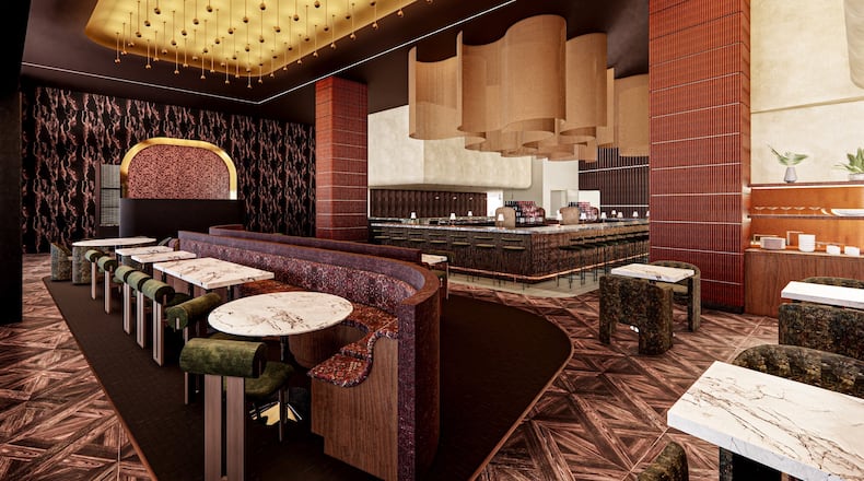 Rendering of Eden, a forthcoming French-inspired Mediterranean concept from the team behind Delbar and Bibi Eatery.