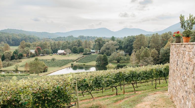 The beauty of the vineyards and the North Georgia Mountains is another reason to visit wine country, as seen here at Crane Creek Vineyards.
(Courtesy of Crane Creek Vineyards.)