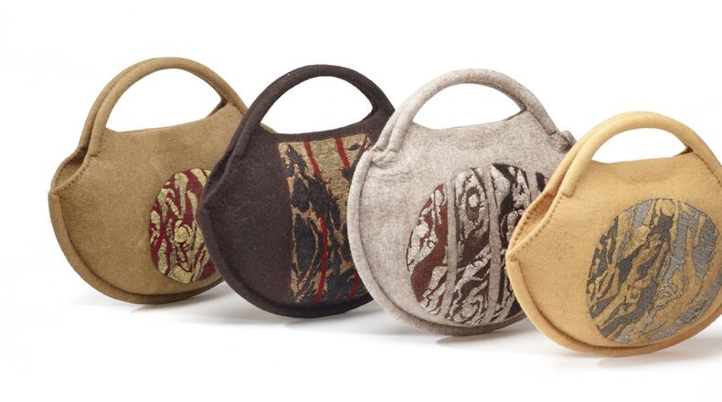 Lisa Klakulak’s sculptural handbags (pictured) and jewelry are wet-felted by hand, using fine wool fiber (not yarn), natural dyes and free-motion embroidery. CONTRIBUTED BY STEVE MANN