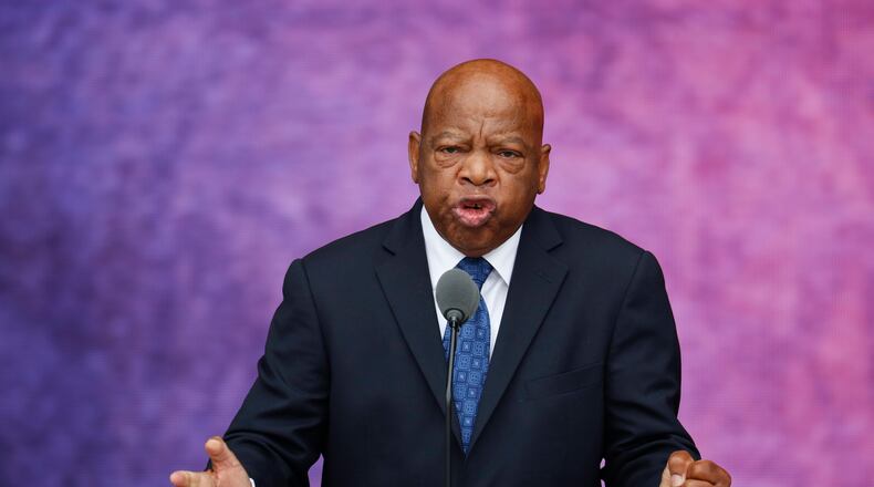 Rep. John Lewis, D-Ga. speaks at the dedication ceremony for the Smithsonian Museum of African American History and Culture in Washington in September 2016. (Pablo Martinez Monsivais/AP)