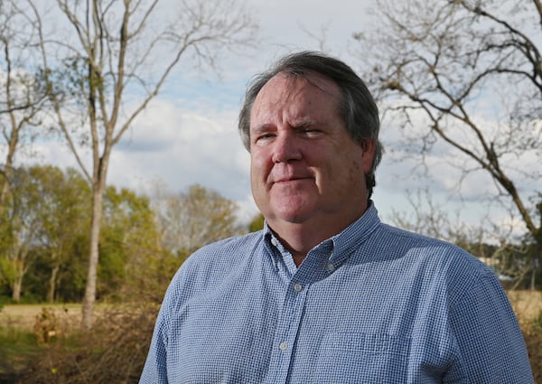 Curtis Kohlhaas, chief development officer at The Carter Center, in former first lady Rosalynn Carter's childhood garden, Monday, November 20, 2023, in Plains, Georgia. (Hyosub Shin/AJC)