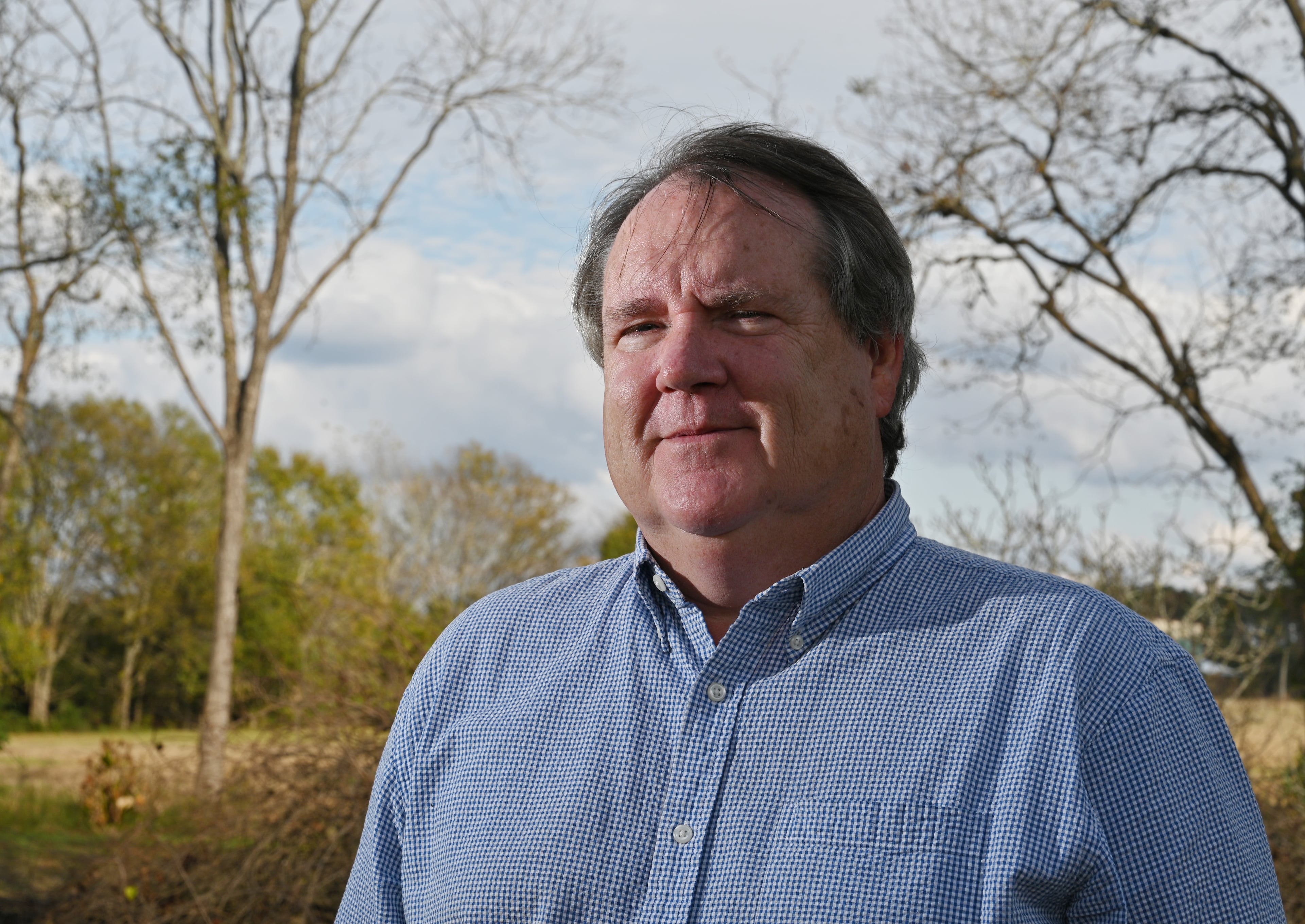 Curtis Kohlhaas, chief development officer at The Carter Center, in former first lady Rosalynn Carter's childhood garden, Monday, November 20, 2023, in Plains, Georgia. (Hyosub Shin/AJC)