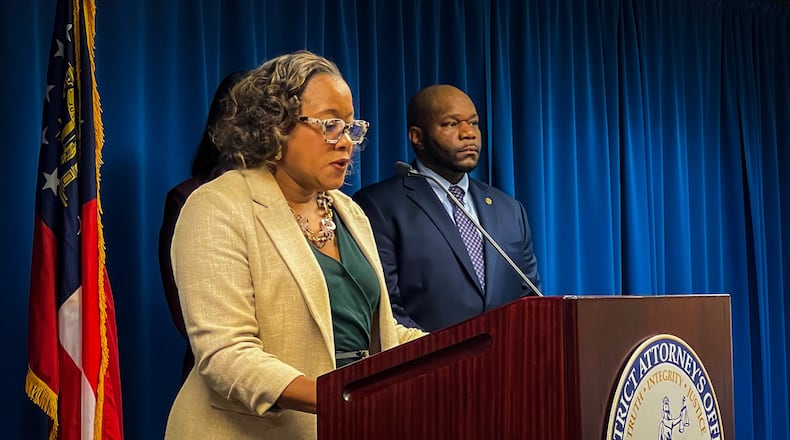 DeKalb County District Attorney Sherry Boston announces indictments in the case of Lakeside High School student Sophia Lekiachvili, who was killed in a high-speed, single-car crash. Henri Hollis / AJC