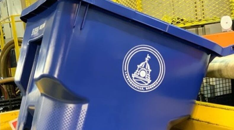 Lawrenceville has completed delivery of some 7,900 new roll-out style trash carts to its current sanitation customers for curbside collection of solid household waste. (Courtesy City of Lawrenceville)