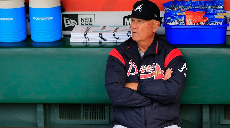 Braves manager Brian Snitker .