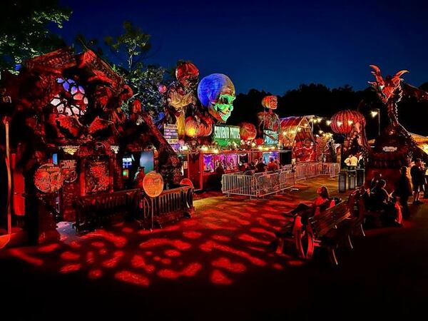 Monsters lurk in Netherworld's midway area, where guests can hang out after going through both of the popular haunted houses. The midway underwent several changes including a new dragon statue and new booths this year. (Photo courtesy of Bruce Johnson)