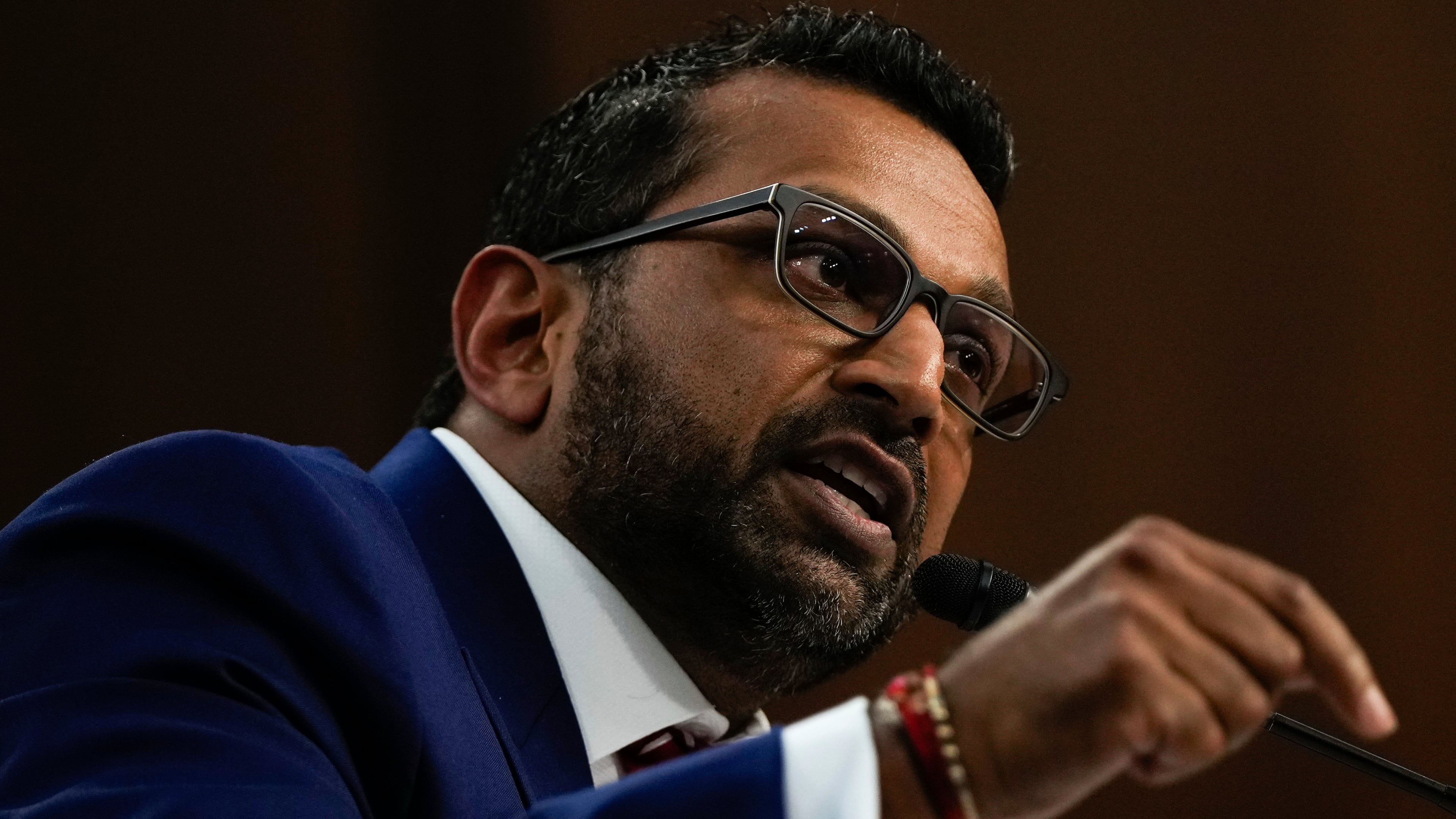 FBI Director Kash Patel speaks before the Senate Judiciary Committee for his first oversight hearing, Tuesday, Sept. 16, 2025, at the Capitol in Washington. (AP Photo/Julia Demaree Nikhinson)