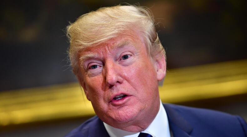 WASHINGTON, DC - MARCH 20:  President Donald Trump holds a law enforcement roundtable on sanctuary cities, in the Roosevelt Room at the White House on March 20, 2018 in Washington, D.C. (Photo by Kevin Dietsch-Pool/Getty Images)