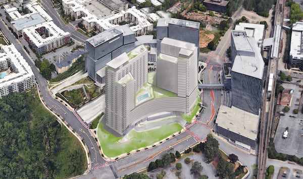This is a rendering for altered plans for the fourth building within the Park Center development in Dunwoody.
