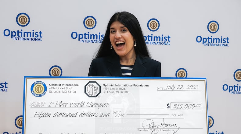 Optimist International World Oratorical Championship at Saint Louis University in St. Louis, Missiouri. Samiksha won the world championship in July.