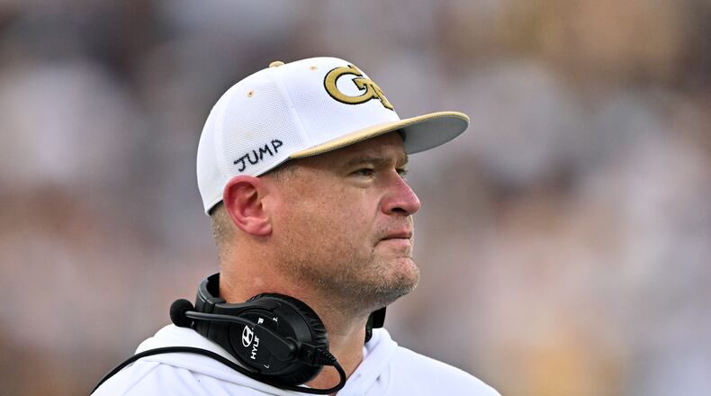 Georgia Tech coach Brent Key signed a contract extension on Wednesday that raises his base annual pay to $6.5 million. (Hyosub Shin/AJC)