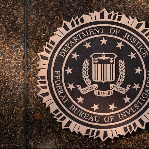 FILE - The seal of the Federal Bureau of Investigation is displayed at its headquarters in Washington, Nov. 18, 2024. (AP Photo/Jose Luis Magana, File)
