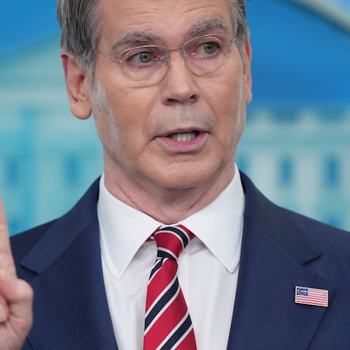 Treasury Secretary Scott Bessent speaks with reporters in the James Brady Press Briefing Room at the White House, Wednesday, April 15, 2026, in Washington. (AP Photo/Alex Brandon)