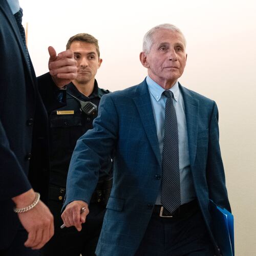 Dr. Anthony Fauci departs after appearing before the Senate Homeland Security and Governmental Affairs Committee hearing at the Capitol, Wednesday, July 29, 2026, in Washington. (AP Photo/Allison Robbert)