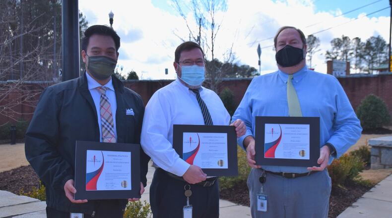 (L-R) Kennesaw's Human Resources Generalist Patrick Ho, Benefits Administrator Kiel Cooper and Human Resources Director Brian Acker now are certified as crisis coordinators for Kennesaw. (Courtesy of Kennesaw)