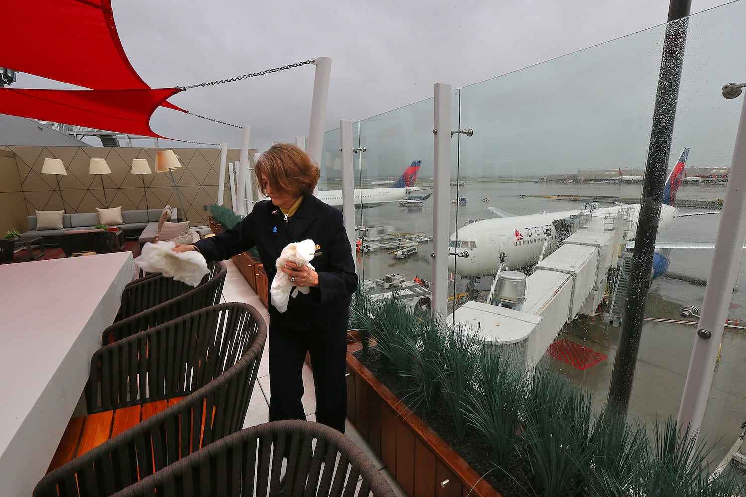 Delta Air Lines' outdoor terrace offers runway views