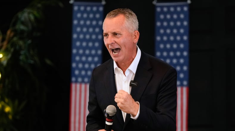 Florida Democratic gubernatorial candidate David Jolly, speaks during a town hall meeting, Saturday, Aug. 8, 2026, in Leesburg, Fla. (AP Photo/John Raoux)