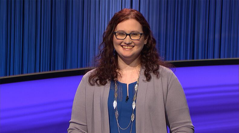 Danielle Maurer, a marketing manager from Peachtree Corners, shared this image from her "Jeopardy!" victory appearance on her blog. Photo courtesy of Jeopardy Productions Inc.