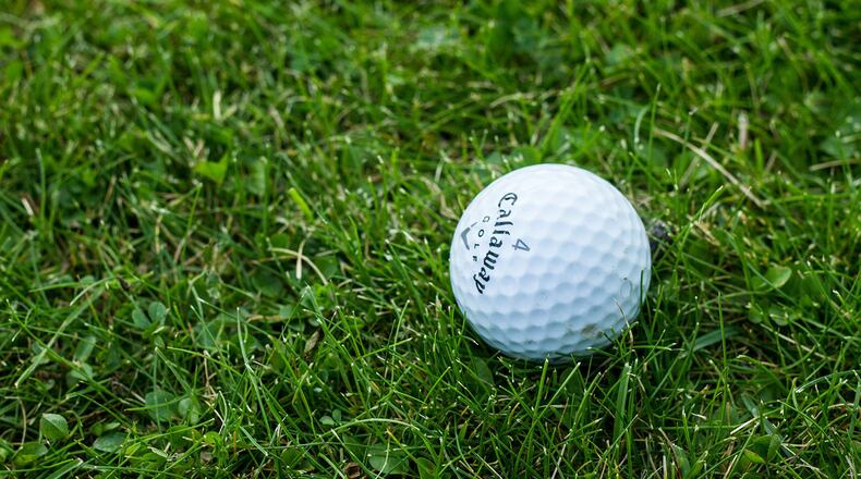 Stock photo of a golf ball.
