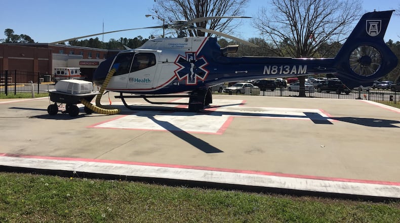 Air ambulances are a staple of rural Georgia health care. Even when a patient with a major medical issue makes it to a hospital, small rural hospitals typically stabilize complicated cases for transport to better-equipped regional hospitals. Here, Washington County Regional Medical Center in Sandersville, between Macon and Augusta, draws income from hosting a life flight company. PHOTO by ARIEL HART / ahart@ajc.com