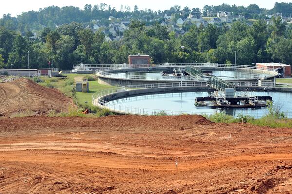 Picture shows new construction site (foreground and left) and current Snapfinger Creek Advanced Wastewater Treatment Facility (background right) in Decatur on Wednesday, September 18, 2013. (AJC file photo)