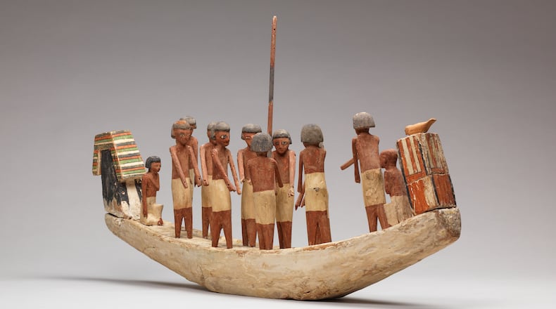 Model Solar Boat. Egyptian. Middle Kingdom, Dynasty 12, ca. 1939-1760 BCE. Wood, stucco, paint. Gift of the Georges Ricard Foundation 2018.10.415. © Bruce M. White, 2022.