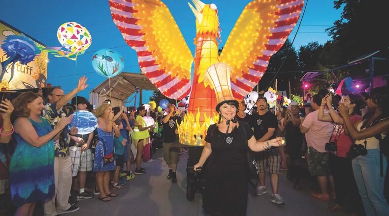 Tens of thousands of people gather on the Atlanta BeltLine Eastside Trail for the 2016 Lantern Parade. The annual tradition was founded by Chantelle Rytter in 2010. (Courtesy of Steve Eberhardt)
