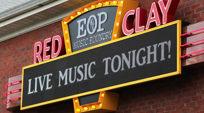 The sign reads live music tonight as Eddie Owen's Red Clay Music Foundry is the first local venue to hold a live concert since the pandemic closed its doors in March to see the Justin Varnes Sextet perform on Monday, July 27, 2020 in Duluth. Photo: Curtis Compton ccompton@ajc.com
