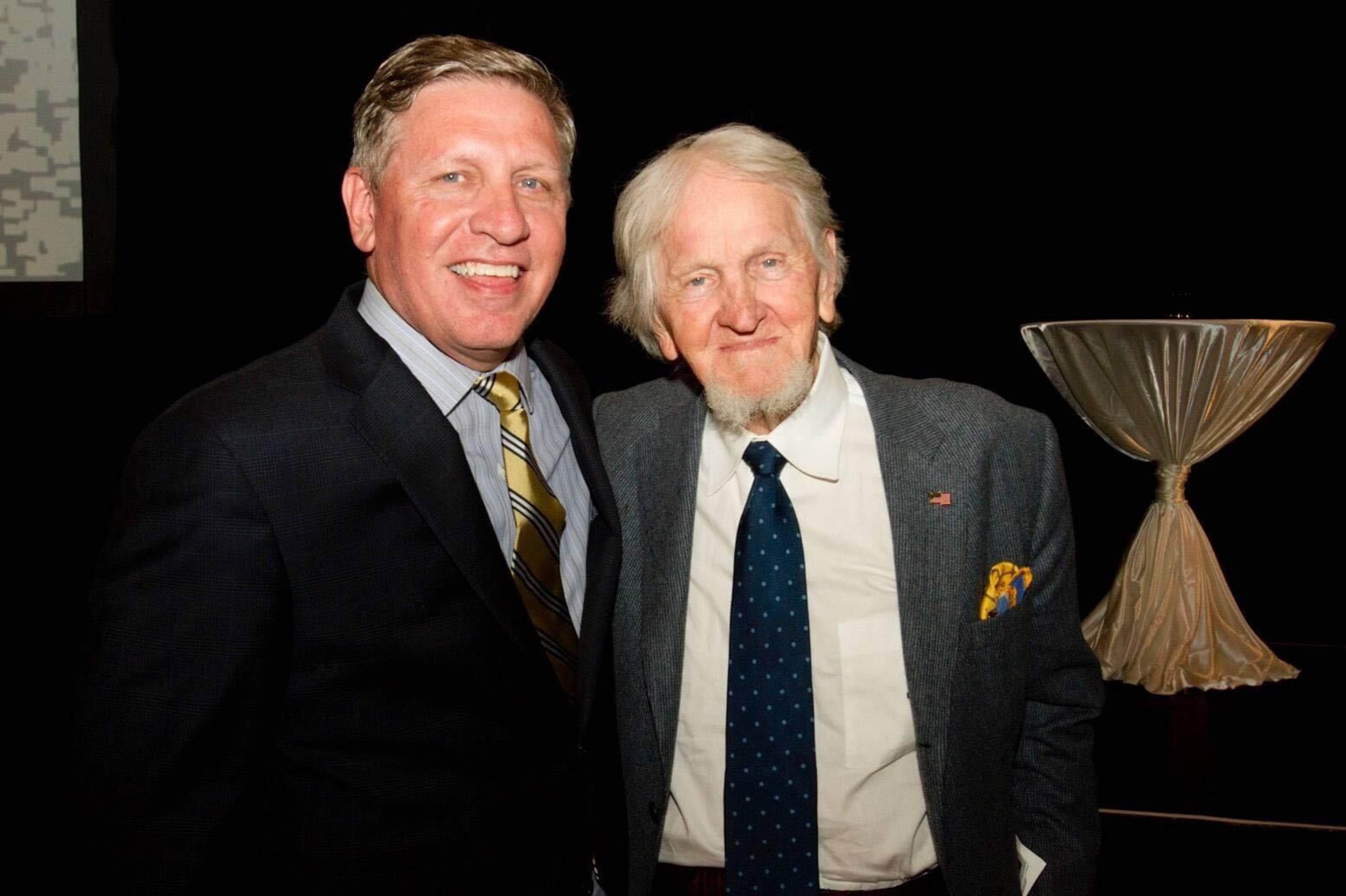 Summerville lawyer Bobby Lee Cook (right) joins former State Bar of Georgia president Lester Tate on the occasion of Cook's 90th birthday. (AJC File 2021)