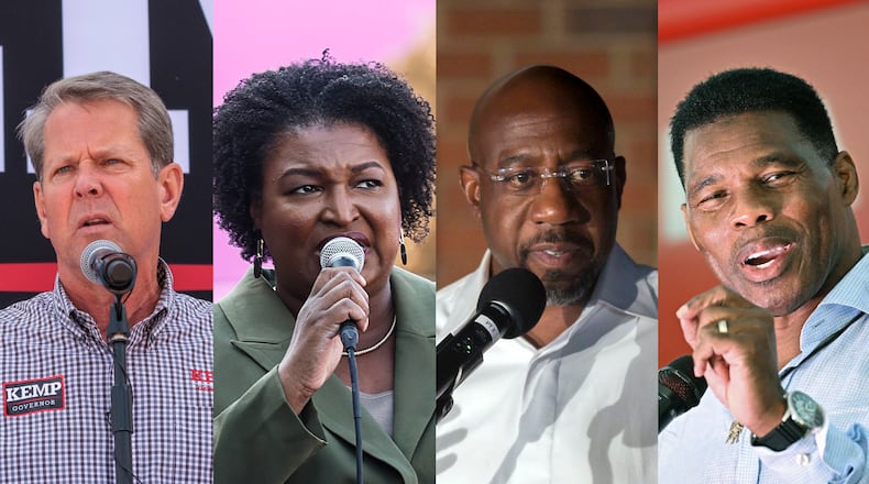 Pivotal elections in Georgia this election cycle include the race for governor, between incumbent Brian Kemp and Democratic challenger Stacey Abrams in a repeat of their close 2018 contest. U.S. Sen. Raphael Warnock is trying to fend off Republican Herschel Walker in a race that could decide which political party has a senate majority.