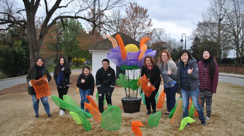 Students from SKA Academy of Art and Design have installed a 3D floral sculpture in downtown Duluth. Courtesy City of Duluth