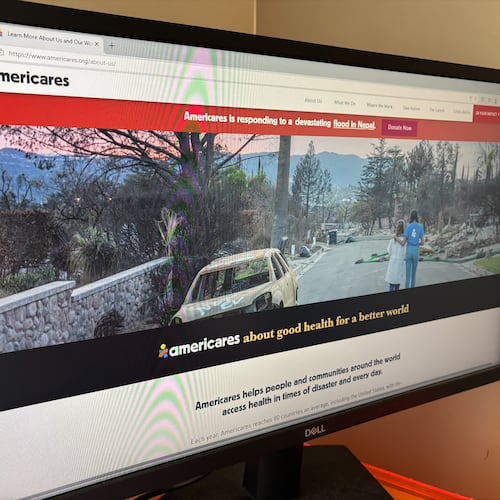 Americares' website sits open on a computer monitor in New York on Tuesday, Sept. 8, 2026. (AP Photo/James Pollard)