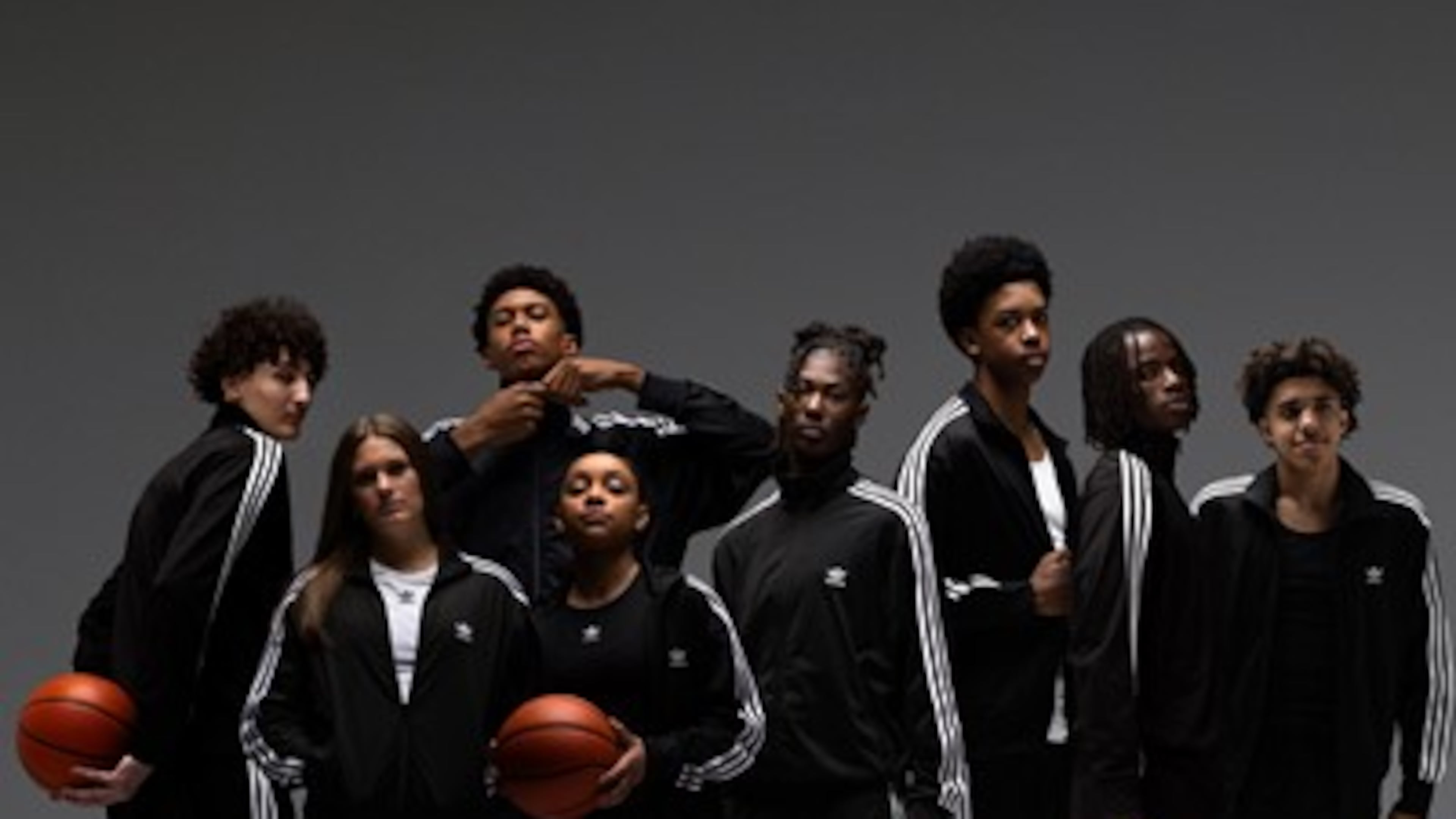 Rising seniors Kate Harping of Marist (second from left) and Caleb Holt of Grayson (second from right) are among eight high school basketball players to sign NIL deals with Adidas. (Courtesy of Adidas)