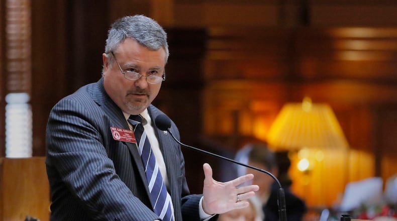State Rep. Earl Ehrhart, R-Powder Springs, is the sponsor of House Bill 51, commonly referred to as the campus rape bill. BOB ANDRES /BANDRES@AJC.COM