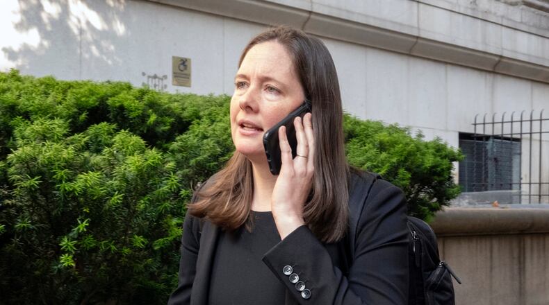 FILE - Assistant U.S. Attorney Maurene Comey is outside court during the Sean "Diddy" Combs' sex trafficking trial on Tuesday, June 3, 2025. (AP Photo/Ted Shaffrey, file)