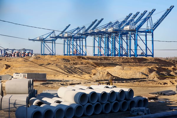 The Georgia Ports Authority is overhauling Ocean Terminal, just upriver from Savannah's historic downtown, to handle cargo containers. (Miguel Martinez/AJC)