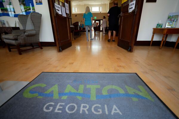 Polling workers and voters are observed inside Canton City Hall during the special election for the state senate seat in Cherokee on Tuesday, August 26, 2025, to fill the remainder of former state Sen. Brandon Beach’s term, which runs through January 2027. 
(Miguel Martinez/ AJC)