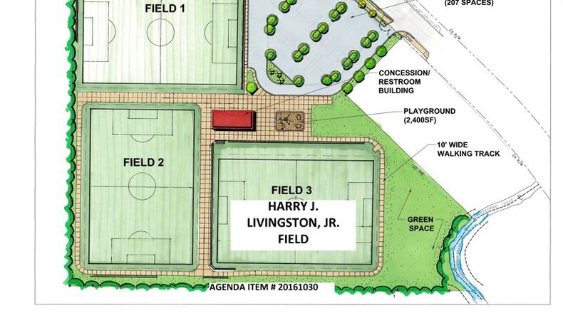Marietta’s Franklin Gateway Sports Complex, with three soccer fields, will open Aug. 24 near the pro soccer headquarters of Atlanta United. Courtesy of Marietta