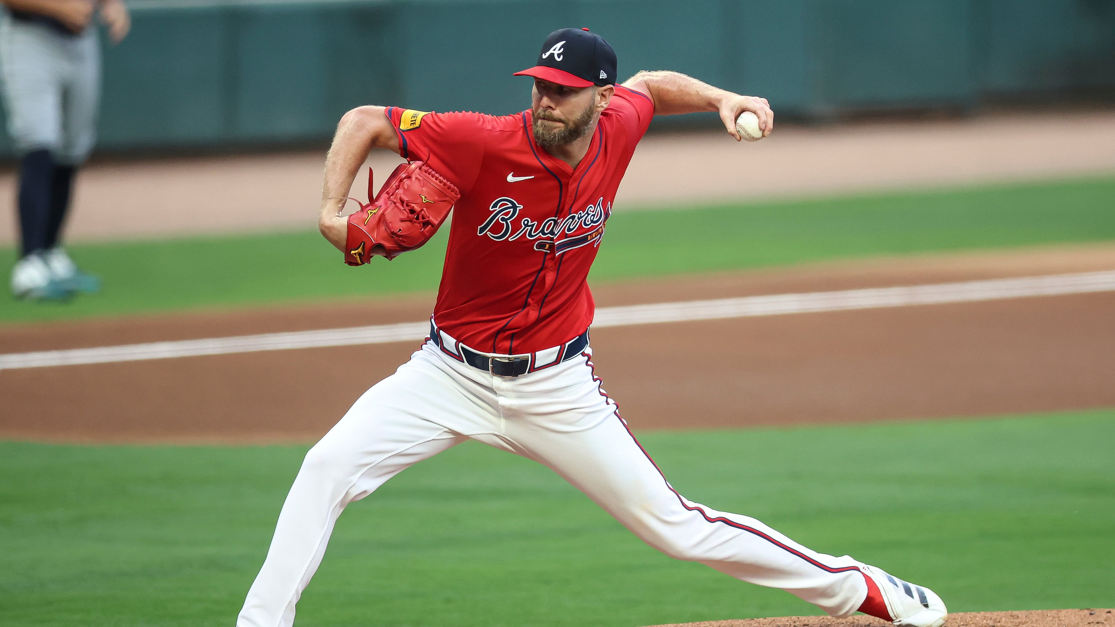 Atlanta Braves pitcher Chris Sale delivers in the first inning of a baseball game against the Seattle Mariners, Friday, Sept. 5, 2025, in Atlanta. (Colin Hubbard/AP)