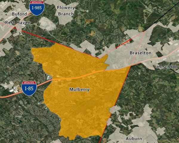 Mulberry is Gwinnett County’s second most populous city. The new city’s borders stop at the county line, sitting next to the city of Braselton. (Courtesy)