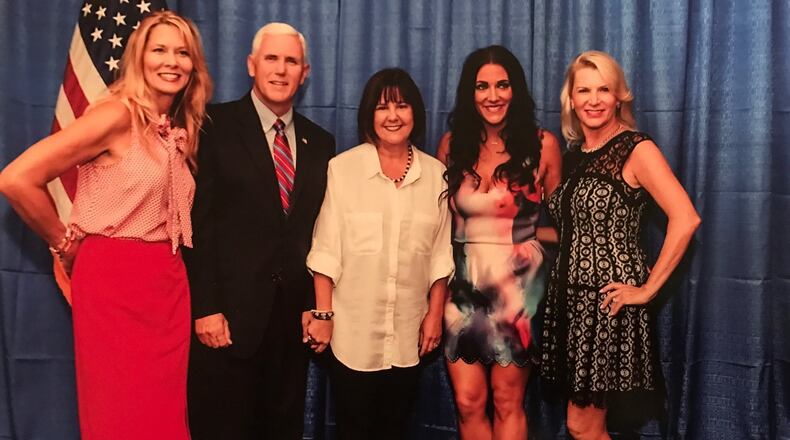 Amy Smith of Atlanta, left, will attend her first inauguration this week. She became politically active after meeting Donald Trump Jr. at a fundraiser. Then the clinical science specialist for a biotech firm met Mike Pence, pictured above, and Tiffany and Ivanka Trump during metro Atlanta campaign stops. Soon afterward, she became an outspoken backer of Donald Trump. (handout photo)