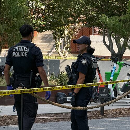 Police investigate the scene of a fatal stabbing along the Atlanta Beltline on Sunday, Aug. 23, 2026. (Megan Varner for the AJC)